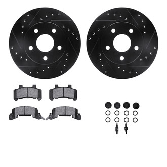 R1 Concepts® - eLINE Series Drilled and Slotted Front Brake Kit with Ceramic Pads