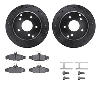 R1 Concepts® - eLINE Series Drilled and Slotted Rear Brake Kit with Ceramic Pads