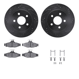 R1 Concepts® - eLINE Series Drilled and Slotted Rear Brake Kit with Ceramic Pads