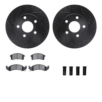 R1 Concepts® - eLINE Series Drilled and Slotted Front Brake Kit with Ceramic Pads