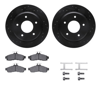 R1 Concepts® - eLINE Series Drilled and Slotted Rear Brake Kit with Ceramic Pads