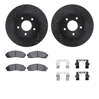 R1 Concepts® - eLINE Series Drilled and Slotted Front Brake Kit with Ceramic Pads