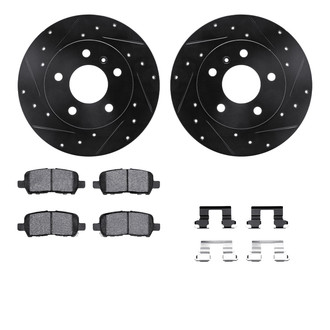 R1 Concepts® - eLINE Series Drilled and Slotted Rear Brake Kit with Ceramic Pads