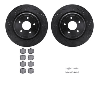 R1 Concepts® - eLINE Series Drilled and Slotted Rear Brake Kit with Ceramic Pads