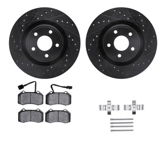 R1 Concepts® - eLINE Series Drilled and Slotted Front Brake Kit with Ceramic Pads