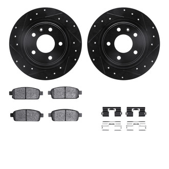 R1 Concepts® - eLINE Series Drilled and Slotted Rear Brake Kit with Ceramic Pads