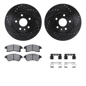 R1 Concepts® - eLINE Series Drilled and Slotted Front Brake Kit with Ceramic Pads