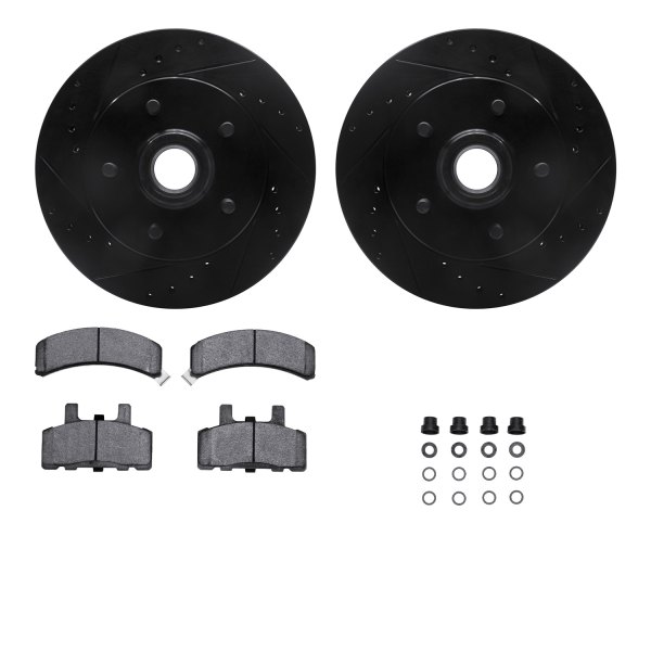  R1 Concepts® - eLINE Series Drilled and Slotted Front Brake Kit with Ceramic Pads