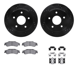 R1 Concepts® - eLINE Series Drilled and Slotted Rear Brake Kit with Ceramic Pads