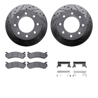 R1 Concepts® - eLINE Series Drilled and Slotted Rear Brake Kit with Ceramic Pads
