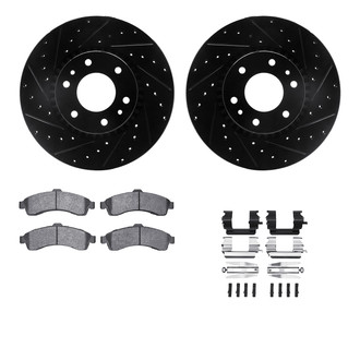 R1 Concepts® - eLINE Series Drilled and Slotted Front Brake Kit with Ceramic Pads