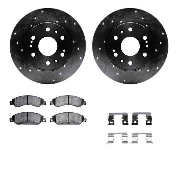  R1 Concepts® - eLINE Series Drilled and Slotted Front Brake Kit with Ceramic Pads