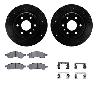 R1 Concepts® - eLINE Series Drilled and Slotted Front Brake Kit with Ceramic Pads
