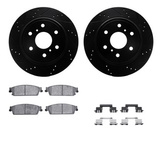 R1 Concepts® - eLINE Series Drilled and Slotted Rear Brake Kit with Ceramic Pads