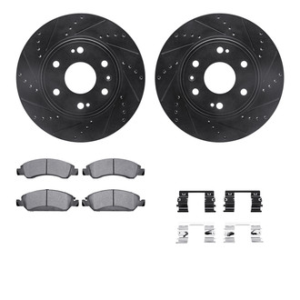 R1 Concepts® - eLINE Series Drilled and Slotted Front Brake Kit with Ceramic Pads
