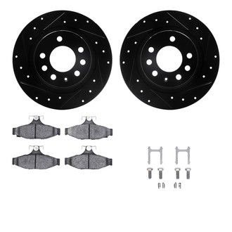 R1 Concepts® - eLINE Series Drilled and Slotted Rear Brake Kit with Ceramic Pads