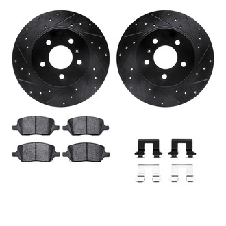 R1 Concepts® - eLINE Series Drilled and Slotted Rear Brake Kit with Ceramic Pads
