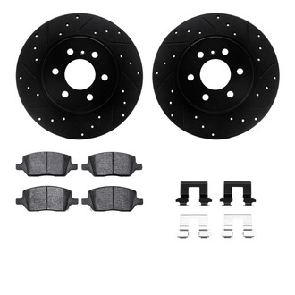 R1 Concepts® - eLINE Series Drilled and Slotted Rear Brake Kit with Ceramic Pads