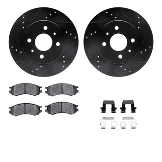 R1 Concepts® - eLINE Series Drilled and Slotted Front Brake Kit with Ceramic Pads