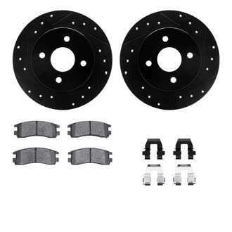 R1 Concepts® - eLINE Series Drilled and Slotted Rear Brake Kit with Ceramic Pads