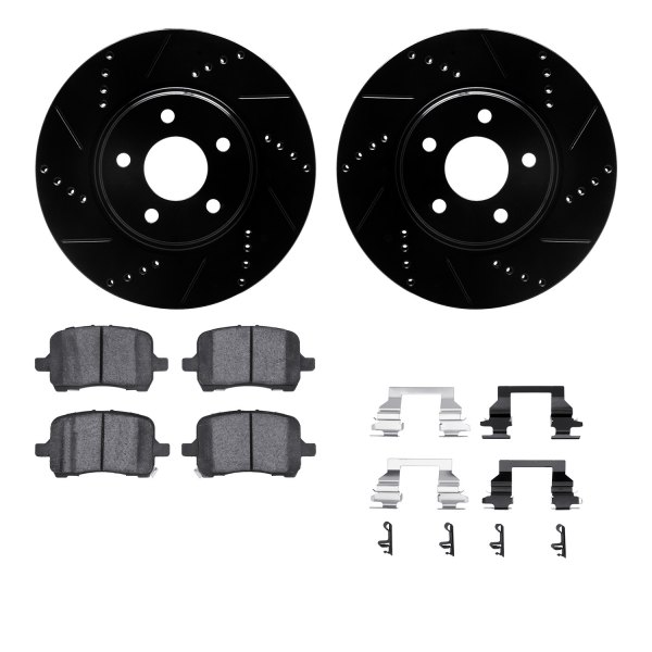  R1 Concepts® - eLINE Series Drilled and Slotted Front Brake Kit with Ceramic Pads