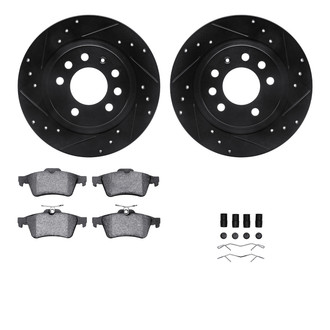 R1 Concepts® - eLINE Series Drilled and Slotted Rear Brake Kit with Ceramic Pads