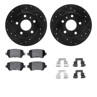 R1 Concepts® - eLINE Series Drilled and Slotted Rear Brake Kit with Ceramic Pads
