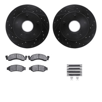 R1 Concepts® - eLINE Series Drilled and Slotted Front Brake Kit with Ceramic Pads
