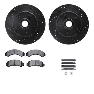 R1 Concepts® - eLINE Series Drilled and Slotted Front Brake Kit with Ceramic Pads