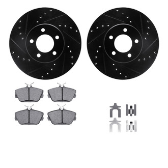 R1 Concepts® - eLINE Series Drilled and Slotted Front Brake Kit with Ceramic Pads