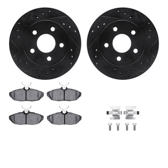 R1 Concepts® - eLINE Series Drilled and Slotted Rear Brake Kit with Ceramic Pads