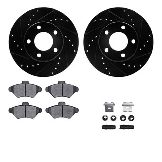 R1 Concepts® - eLINE Series Drilled and Slotted Front Brake Kit with Ceramic Pads