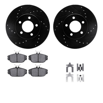 R1 Concepts® - eLINE Series Drilled and Slotted Front Brake Kit with Ceramic Pads