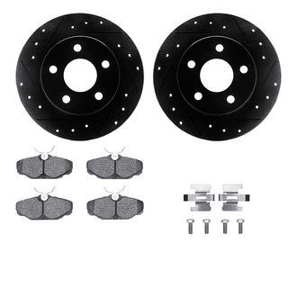 R1 Concepts® - eLINE Series Drilled and Slotted Rear Brake Kit with Ceramic Pads