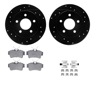 R1 Concepts® - eLINE Series Drilled and Slotted Rear Brake Kit with Ceramic Pads