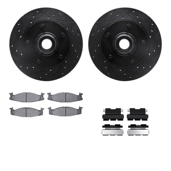  R1 Concepts® - eLINE Series Drilled and Slotted Front Brake Kit with Ceramic Pads