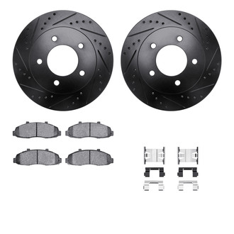 R1 Concepts® - eLINE Series Drilled and Slotted Front Brake Kit with Ceramic Pads