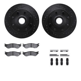 R1 Concepts® - eLINE Series Drilled and Slotted Front Brake Kit with Ceramic Pads