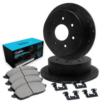 R1 Concepts® - eLINE Series Drilled and Slotted Rear Brake Kit with Ceramic Pads