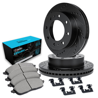 R1 Concepts® - eLINE Series Drilled and Slotted Front Brake Kit with Ceramic Pads
