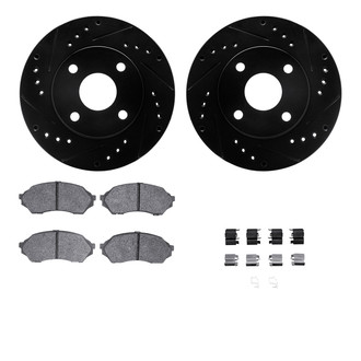 R1 Concepts® - eLINE Series Drilled and Slotted Front Brake Kit with Ceramic Pads