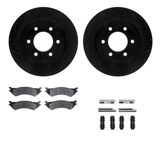 R1 Concepts® - eLINE Series Drilled and Slotted Rear Brake Kit with Ceramic Pads