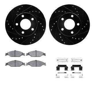 R1 Concepts® - eLINE Series Drilled and Slotted Front Brake Kit with Ceramic Pads