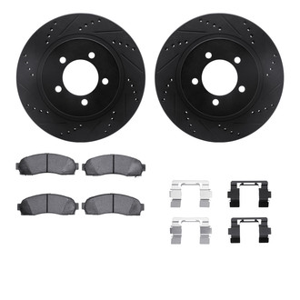 R1 Concepts® - eLINE Series Drilled and Slotted Front Brake Kit with Ceramic Pads