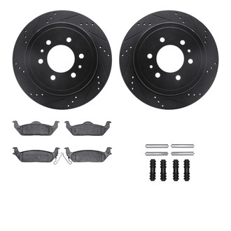 R1 Concepts® - eLINE Series Drilled and Slotted Rear Brake Kit with Ceramic Pads