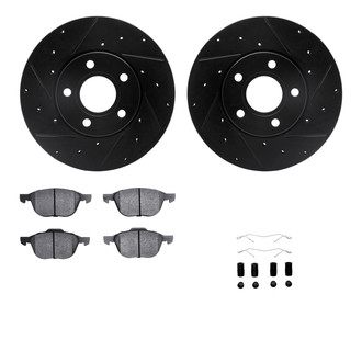 R1 Concepts® - eLINE Series Drilled and Slotted Front Brake Kit with Ceramic Pads
