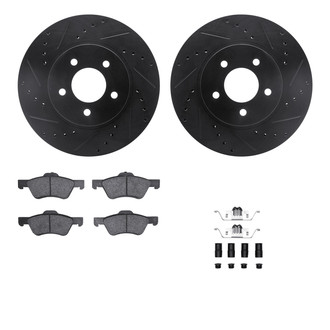 R1 Concepts® - eLINE Series Drilled and Slotted Front Brake Kit with Ceramic Pads