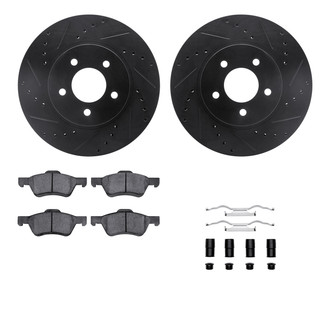 R1 Concepts® - eLINE Series Drilled and Slotted Front Brake Kit with Ceramic Pads