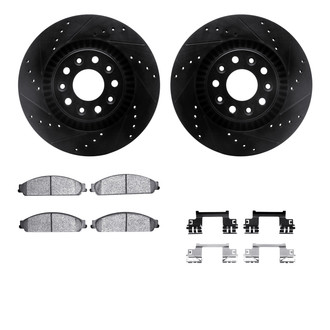 R1 Concepts® - eLINE Series Drilled and Slotted Front Brake Kit with Ceramic Pads