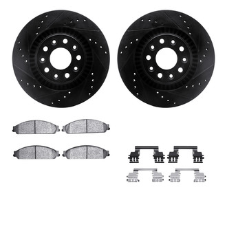 R1 Concepts® - eLINE Series Drilled and Slotted Front Brake Kit with Ceramic Pads
